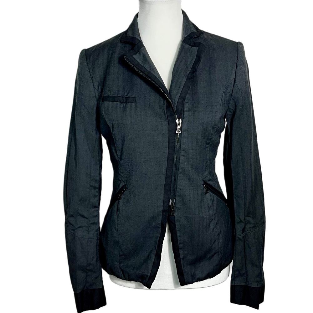 Rag & Bone Silk Wool Lightweight Moto Blazer Jacket Black Minimalist Size 6